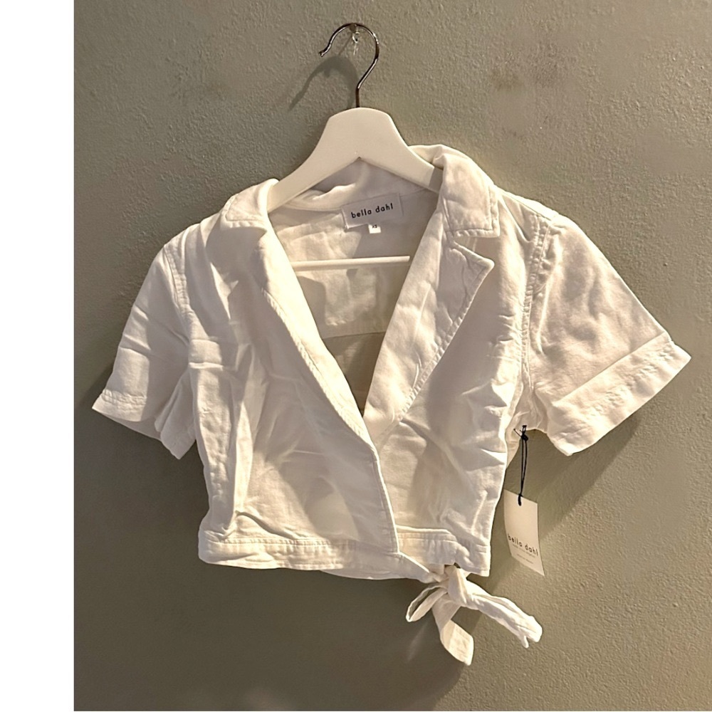 Bella Dahl Short Sleeve Wrap Shirt in White- XS,M,L - Picture 5 of 5